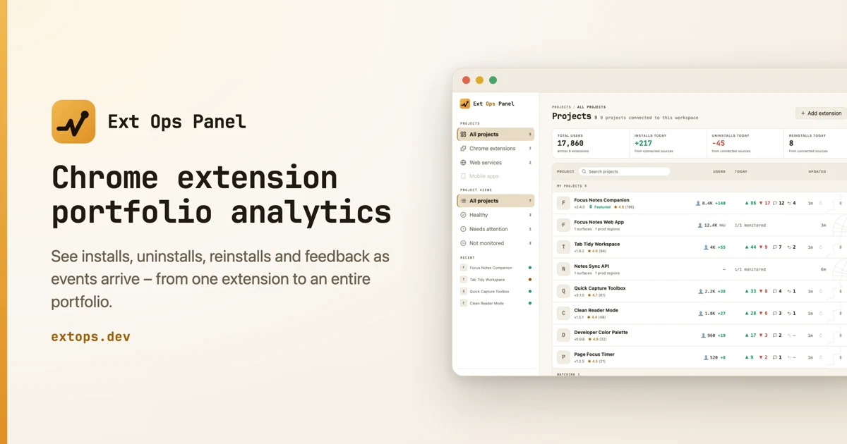 Ext Ops Panel – Chrome extension portfolio analytics