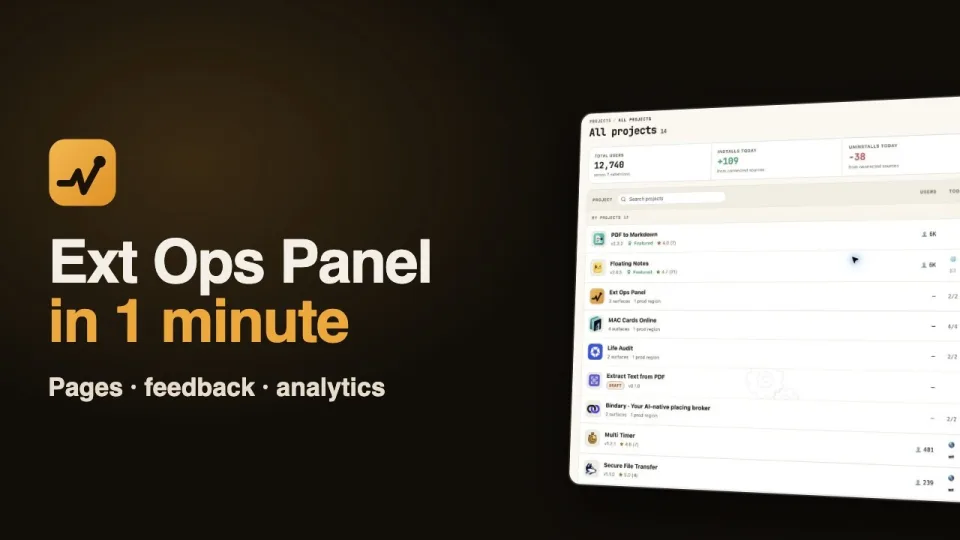 Ext Ops Panel demo video: lifecycle pages, feedback and analytics